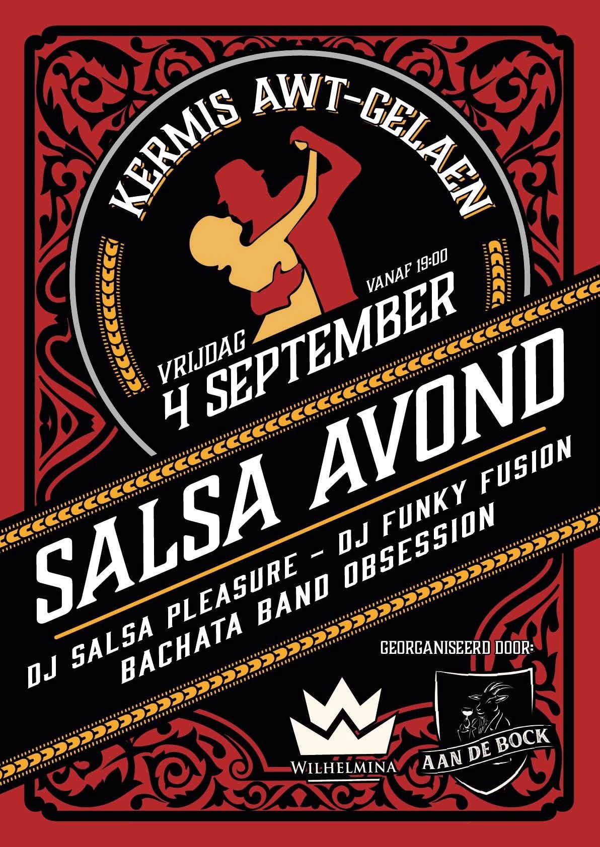 Flyer van de Salsa Avond tijdens Kermis Awt-Gelaen
