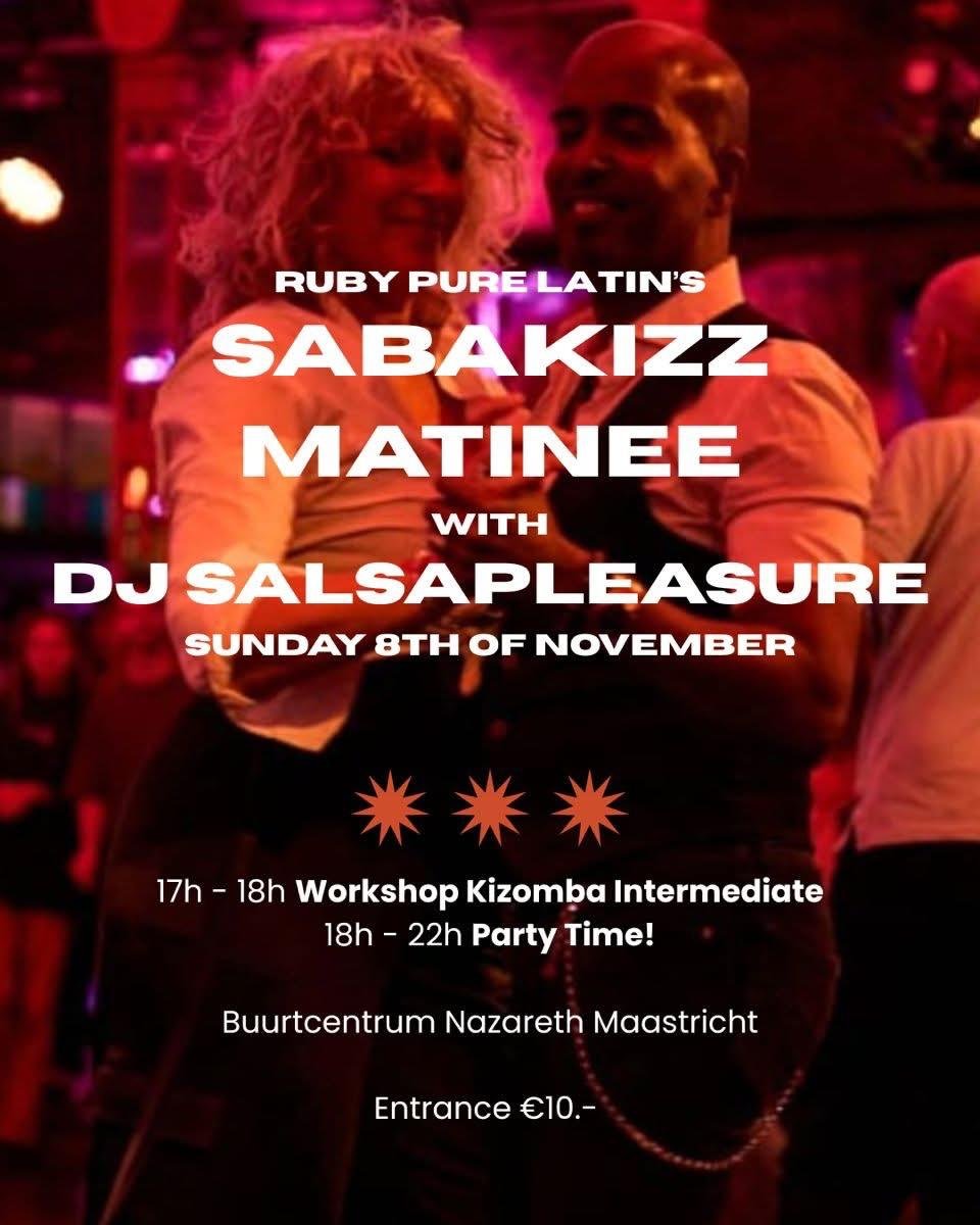 Flyer van de SabaKizz Matinee van Ruby Pure Latin's met DJ SalsaPleasure